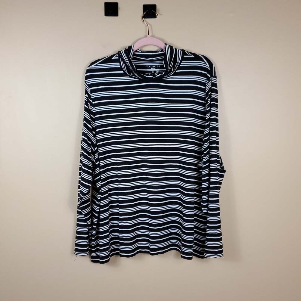 Talbots Therma Warmth Turtleneck Black/White Stripe Size 3X